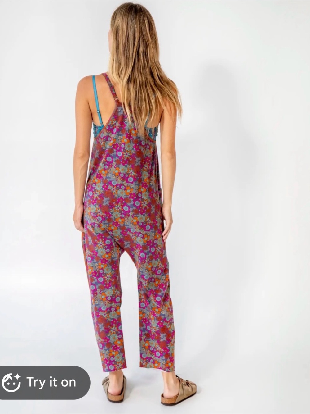 Natural Life Lucy jumpsuit floral pockets boho hippie size M - Picture 2 of 7